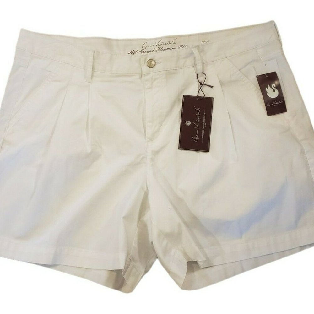 Gloria Vanderbilt Women's Shorts Pleated Size 16W White Generation Relaxed Leg